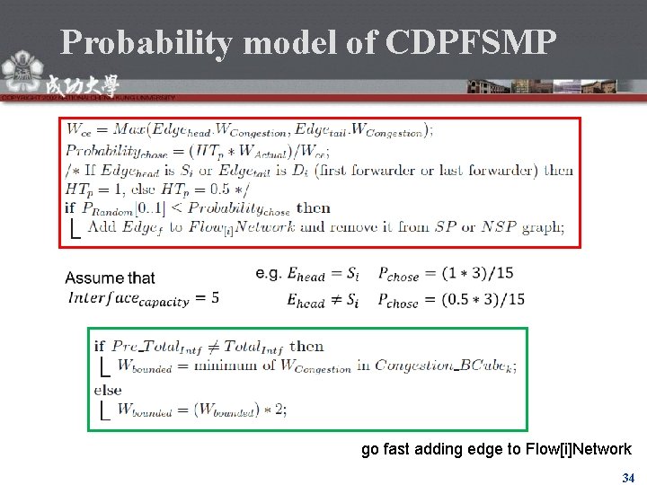 Probability model of CDPFSMP go fast adding edge to Flow[i]Network 34 