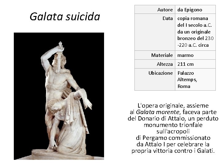 Galata suicida Autore da Epigono Data copia romana del I secolo a. C. da