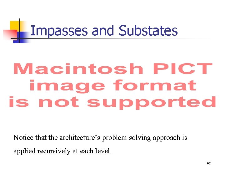 Impasses and Substates n n The processing at level-2 might itself encounter an impasse, Impasses and Substates n n The processing at level-2 might itself encounter an impasse,