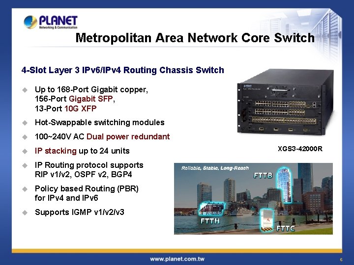 Metropolitan Area Network Core Switch 4 -Slot Layer 3 IPv 6/IPv 4 Routing Chassis