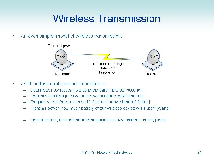 Wireless Transmission • An even simpler model of wireless transmission: • As IT professionals,