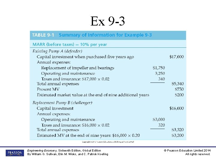 Ex 9 -3 Engineering Economy, Sixteenth Edition, Global Edition By William G. Sullivan, Elin