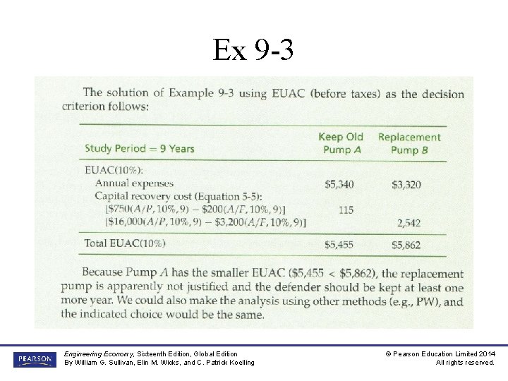 Ex 9 -3 Engineering Economy, Sixteenth Edition, Global Edition By William G. Sullivan, Elin