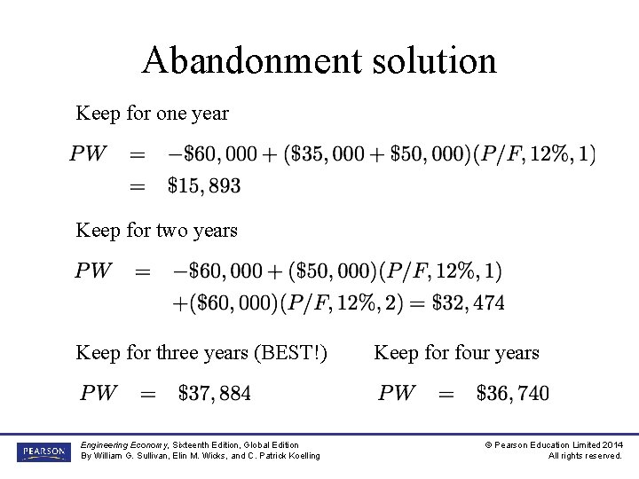 Abandonment solution Keep for one year Keep for two years Keep for three years