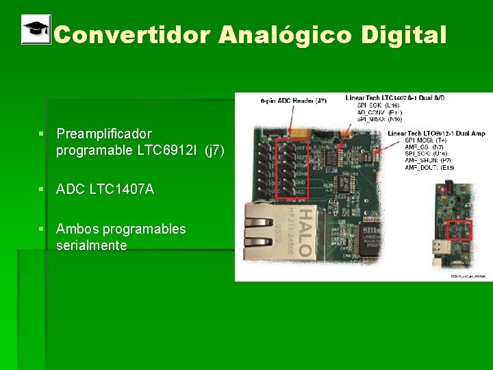 Convertidor Analógico Digital § Preamplificador programable LTC 6912 I (j 7) § ADC LTC