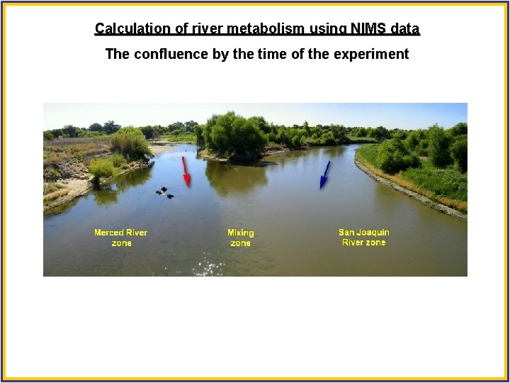 Calculation of river metabolism using NIMS data The confluence by the time of the