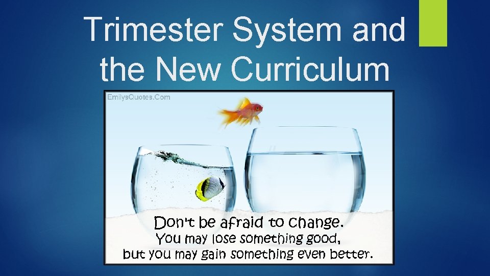 Trimester System and the New Curriculum 