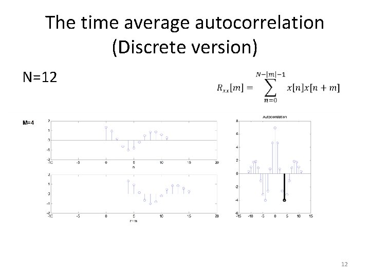 The time average autocorrelation (Discrete version) N=12 12 