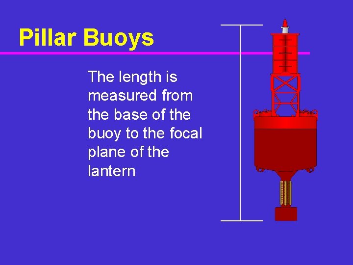 Pillar Buoys The length is measured from the base of the buoy to the