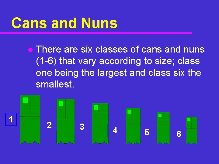 Cans and Nuns l 1 There are six classes of cans and nuns (1