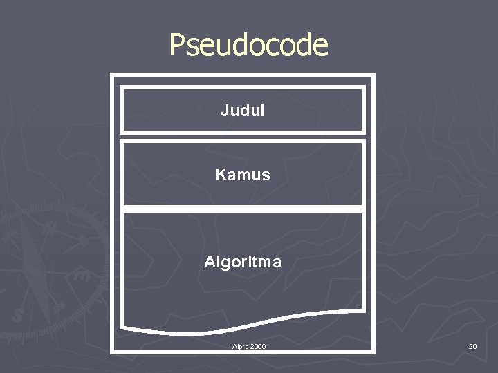 Pseudocode Judul Kamus Algoritma -Alpro 2009 - 29 