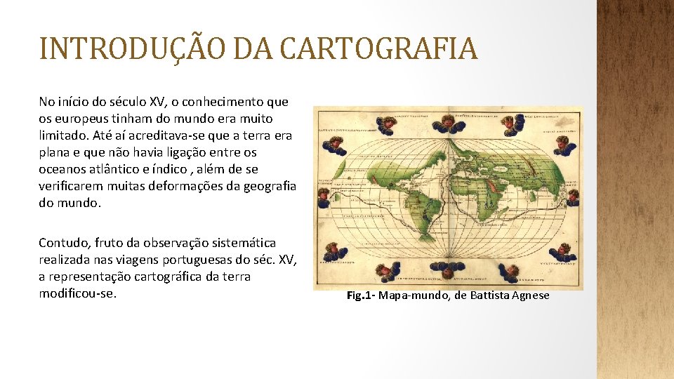 INTRODUÇÃO DA CARTOGRAFIA No início do século XV, o conhecimento que os europeus tinham