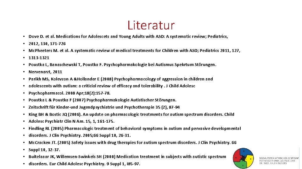 Literatur • • • • • Dove D. et al. Medications for Adolescets and