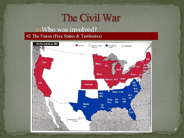 The Civil War Who was involved? #2 The Union (Free States & Territories) 4