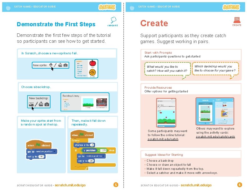 CATCH GAME / EDUCATOR GUIDE Demonstrate the First Steps IMAGINE Demonstrate the first few