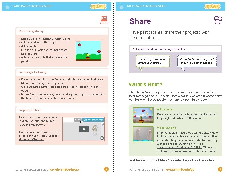 CATCH GAME / EDUCATOR GUIDE CREATE More Things to Try Share SHARE Have participants
