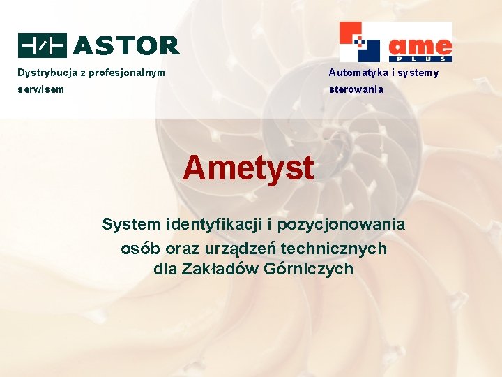 Dystrybucja z profesjonalnym Automatyka i systemy serwisem sterowania Ametyst System identyfikacji i pozycjonowania osób