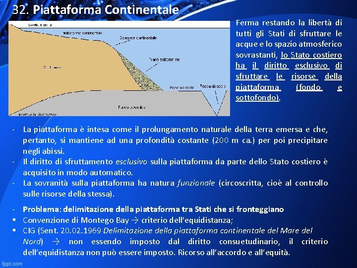 32. Piattaforma Continentale Ferma restando la libertà di tutti gli Stati di sfruttare le