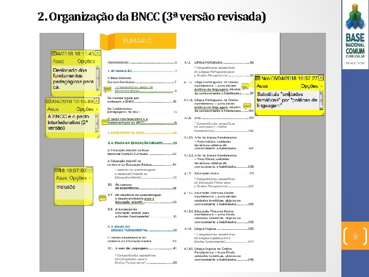 2. Organização da BNCC (3ª versão revisada) 9 