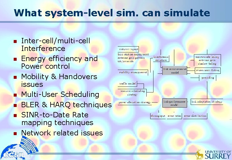 What system-level sim. can simulate n n n n Inter-cell/multi-cell Interference Energy efficiency and