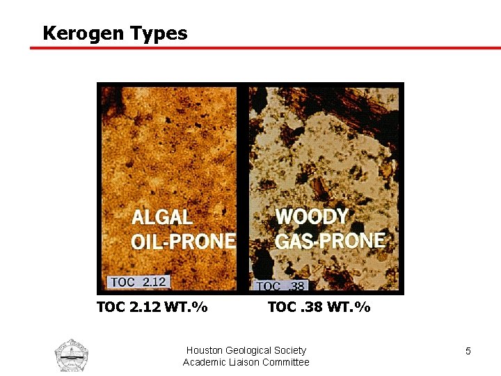 Kerogen Types TOC 2. 12 WT. % TOC. 38 WT. % Houston Geological Society