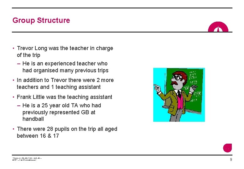 Group Structure • Trevor Long was the teacher in charge of the trip –
