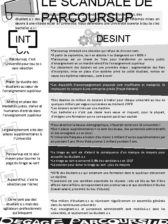 LE SCANDALE DE PARCOURSUP Depuis plusieurs mois et dans toute la France des lycéen.