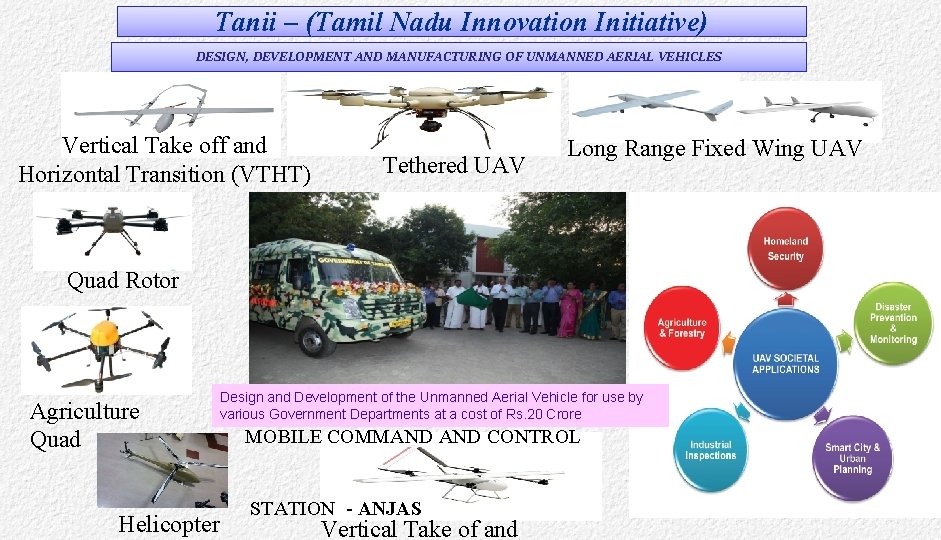 Tanii – (Tamil Nadu Innovation Initiative) DESIGN, DEVELOPMENT AND MANUFACTURING OF UNMANNED AERIAL VEHICLES