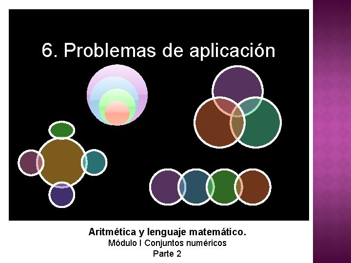 6. Problemas de aplicación Aritmética y lenguaje matemático. Módulo I Conjuntos numéricos Parte 2 6. Problemas de aplicación Aritmética y lenguaje matemático. Módulo I Conjuntos numéricos Parte 2