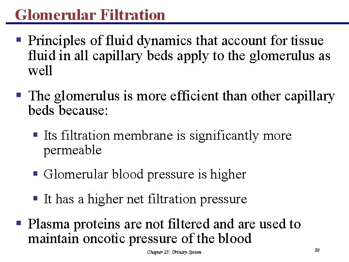Glomerular Filtration § Principles of fluid dynamics that account for tissue fluid in all