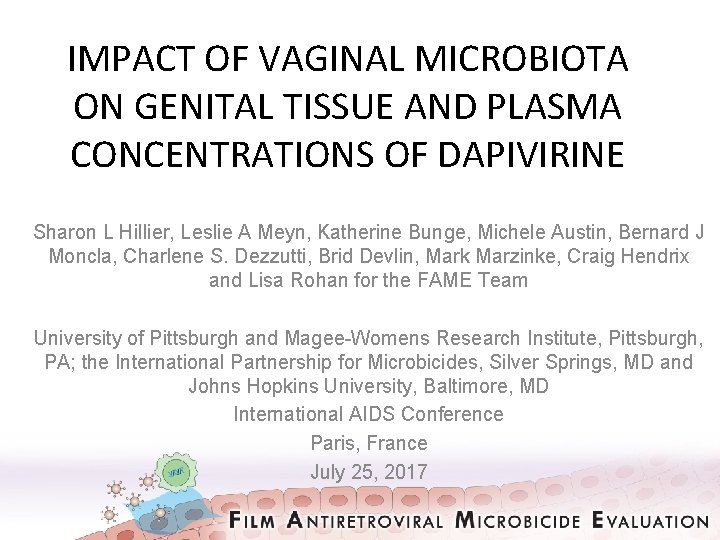 IMPACT OF VAGINAL MICROBIOTA ON GENITAL TISSUE AND PLASMA CONCENTRATIONS OF DAPIVIRINE Sharon L