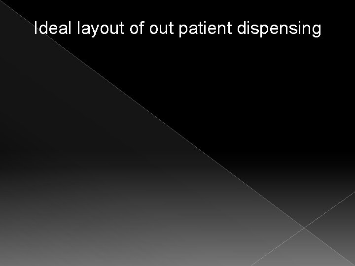 Ideal layout of out patient dispensing 