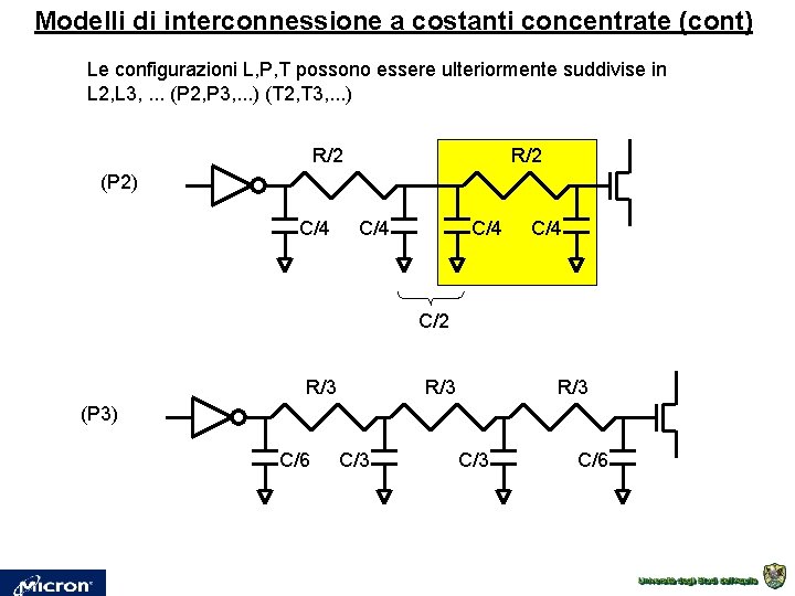 Modelli di interconnessione a costanti concentrate (cont) Le configurazioni L, P, T possono essere Modelli di interconnessione a costanti concentrate (cont) Le configurazioni L, P, T possono essere