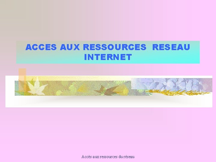 ACCES AUX RESSOURCES RESEAU INTERNET Accès aux ressources du réseau 