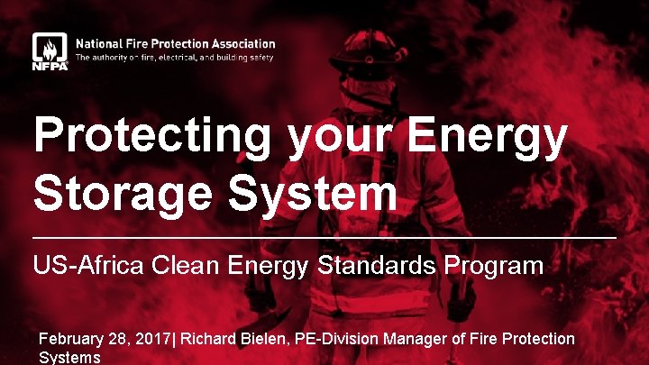 Protecting your Energy Storage System US-Africa Clean Energy Standards Program February 28, 2017| Richard