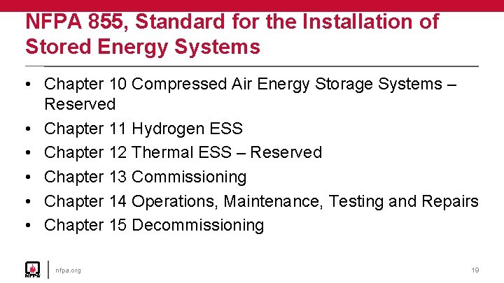 NFPA 855, Standard for the Installation of Stored Energy Systems • Chapter 10 Compressed