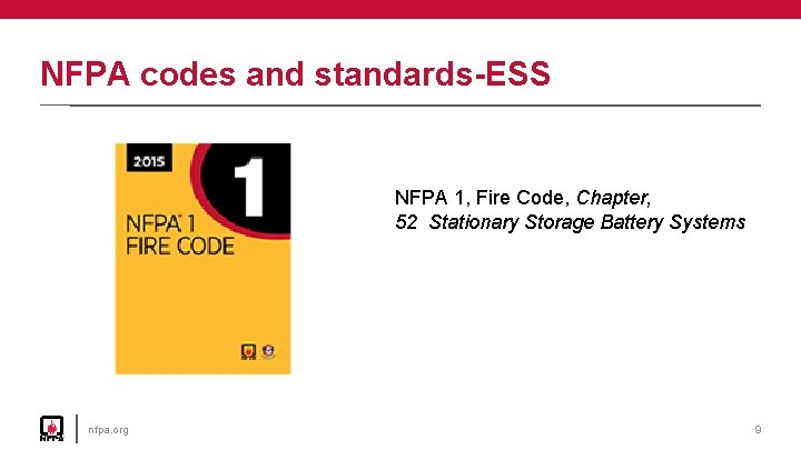 NFPA codes and standards-ESS NFPA 1, Fire Code, Chapter, 52 Stationary Storage Battery Systems