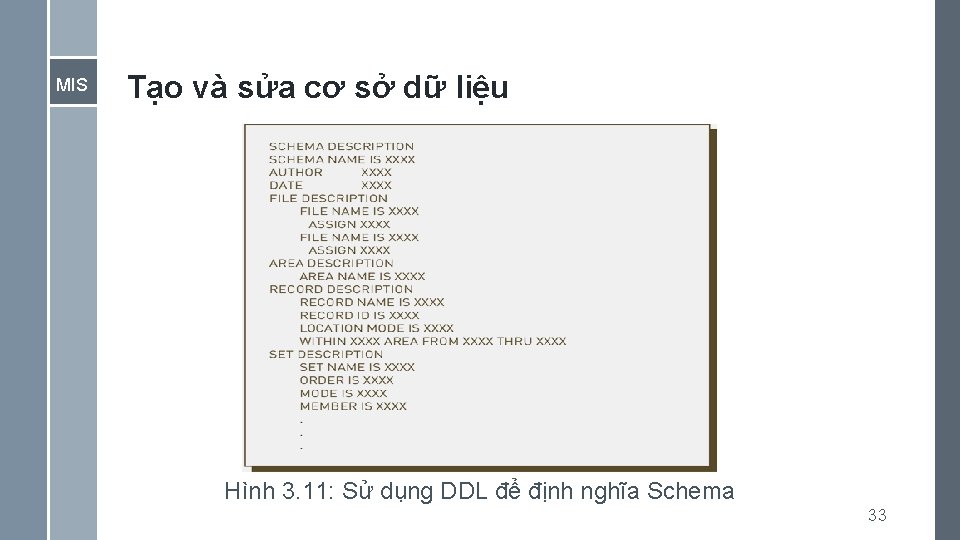 MIS Tạo và sửa cơ sở dữ liệu Hình 3. 11: Sử dụng DDL