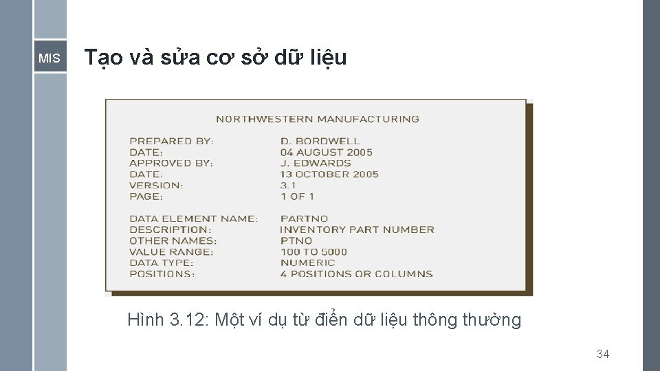 MIS Tạo và sửa cơ sở dữ liệu Hình 3. 12: Một ví dụ