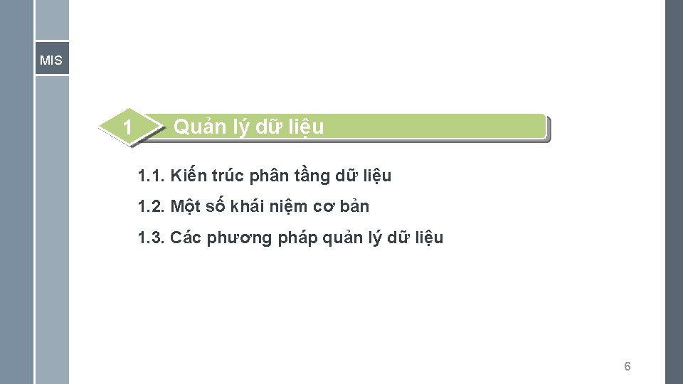MIS 1 Quản lý dữ liệu 1. 1. Kiến trúc phân tầng dữ liệu