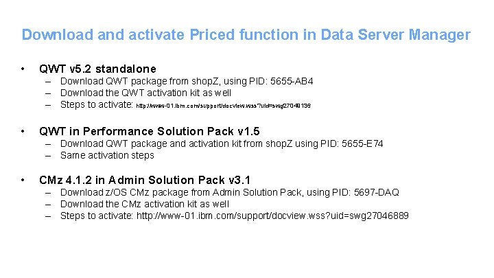 Download and activate Priced function in Data Server Manager • QWT v 5. 2