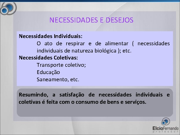 NECESSIDADES E DESEJOS Necessidades Individuais: O ato de respirar e de alimentar ( necessidades