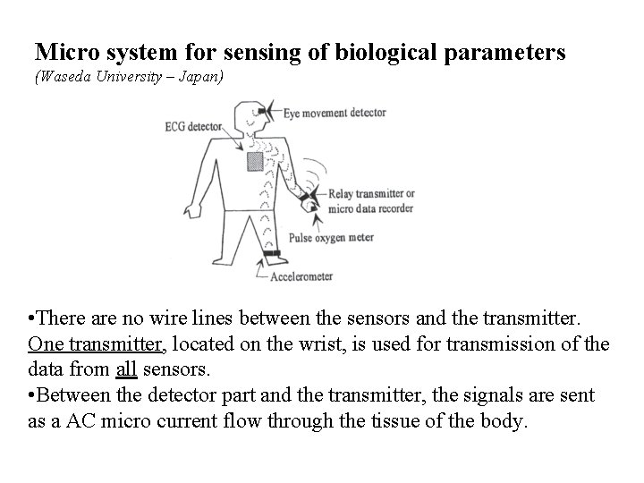 Micro system for sensing of biological parameters (Waseda University – Japan) • There are