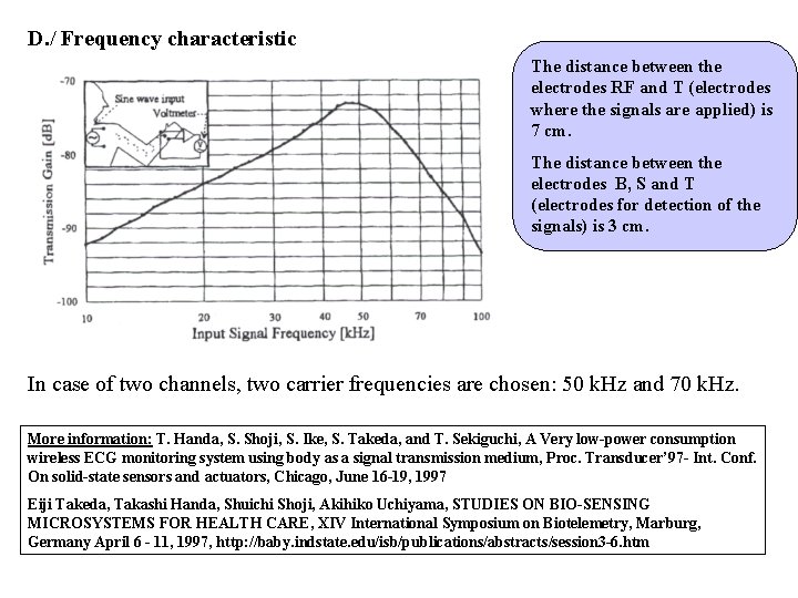 D. / Frequency characteristic The distance between the electrodes RF and T (electrodes where