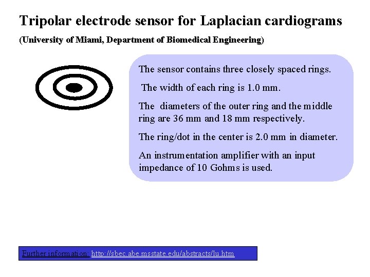 Tripolar electrode sensor for Laplacian cardiograms (University of Miami, Department of Biomedical Engineering) The