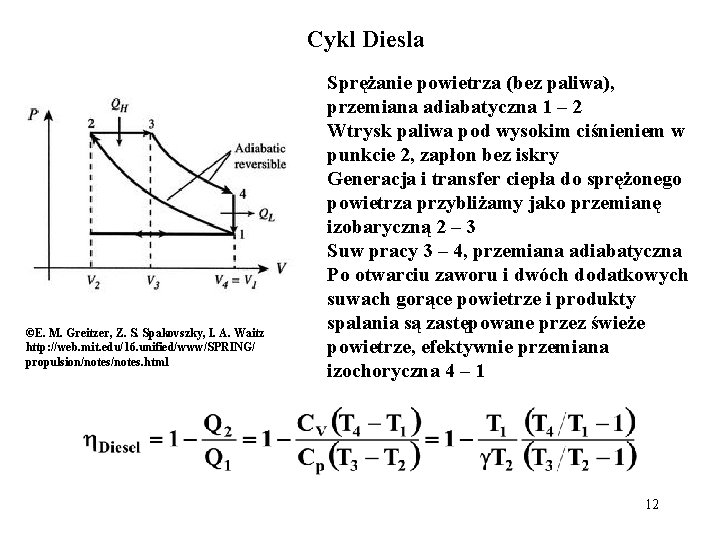 Cykl Diesla ©E. M. Greitzer, Z. S. Spakovszky, I. A. Waitz http: //web. mit.