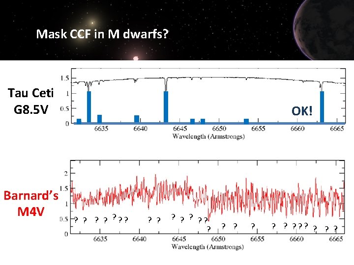 Mask CCF in M dwarfs? Tau Ceti G 8. 5 V Barnard’s M 4