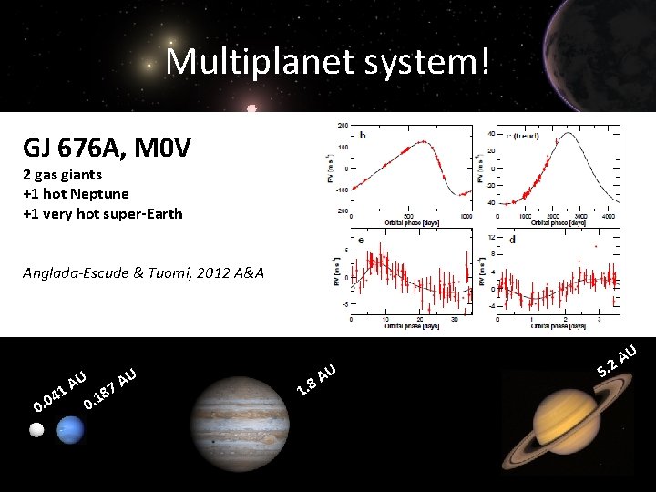 Multiplanet system! GJ 676 A, M 0 V 2 gas giants +1 hot Neptune