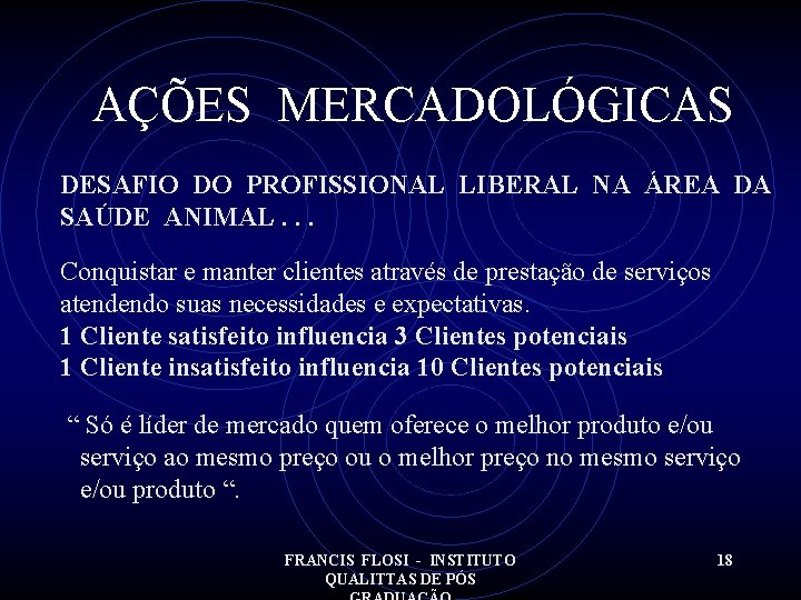 AÇÕES MERCADOLÓGICAS DESAFIO DO PROFISSIONAL LIBERAL NA ÁREA DA SAÚDE ANIMAL. . . Conquistar