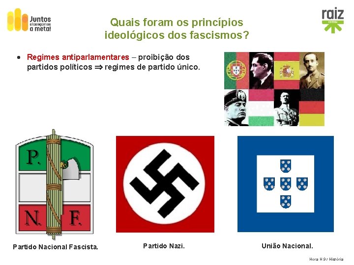 Quais foram os princípios ideológicos dos fascismos? · Regimes antiparlamentares – proibição dos partidos